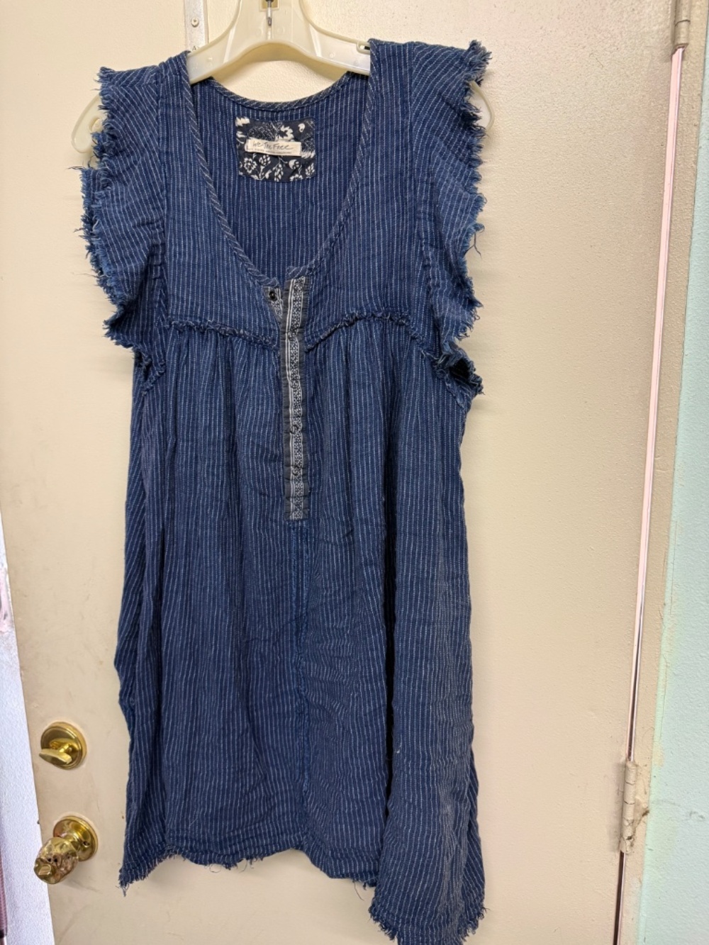 Free People Blue and White Strip Sleeveless Tunic - Picture 2 of 3